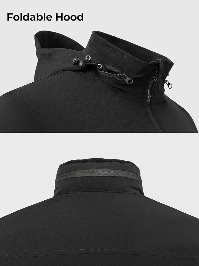 Men’s Tactical Jacket Lightweight Hooded Windbreaker Water Resistant Stretch Breathable 9 Pockets Outdoor Work Coat