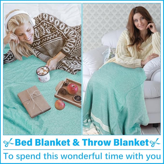 Oversized Turkish Beach Towel Blanket XXL Cotton Sandproof Towels Boho Woven Extra Large Big Sand Free Giant Throw Blankets Huge Quilt XL Picnic Camping Necessities Cloud For Adult Gifts Teal