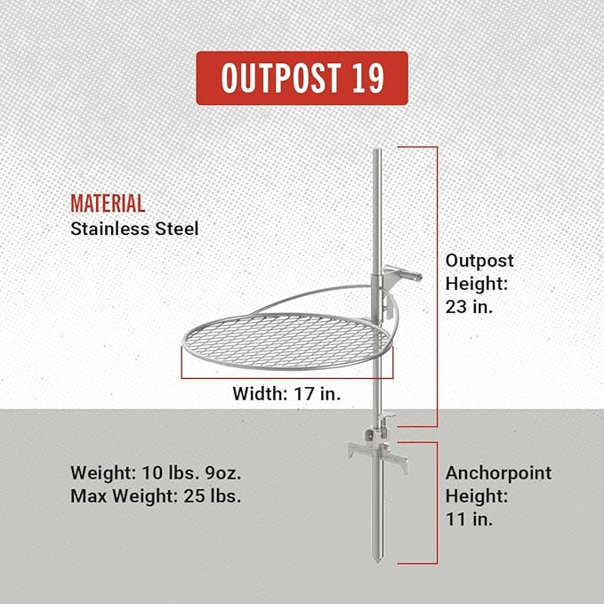 Outpost Grill 19 - Standalone Campfire Grate - Breeo X Series Accessory - Stainless Steel, Durable, USA Made - Campfire Grill Grate - Camping Cooking Rack with Carrying Bag - Fire Pit Accessories
