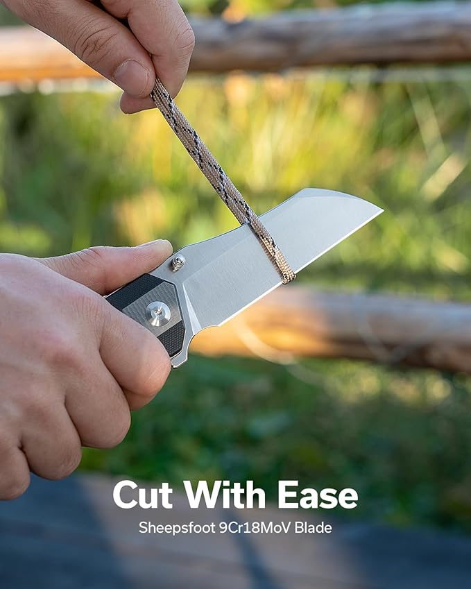 SENCUT Draxor Folding Pocket Knife for EDC, Camping Knife with 3.7'' 9Cr18MoV Blade & G10 Handle, Gift for Men Women (Gray)