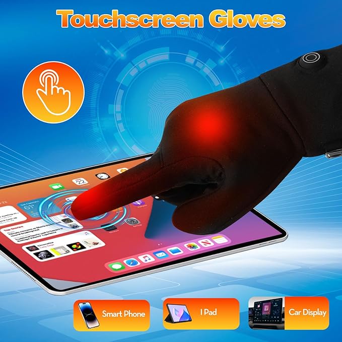 Heated Gloves for Men Women Rechargeable Electric Gloves 7.4V 3200mAh Battery Powered, Waterproof Windproof Thermal Gloves Ideal for Snow Sports, Camping & Skiing Raynaud's Arthritis