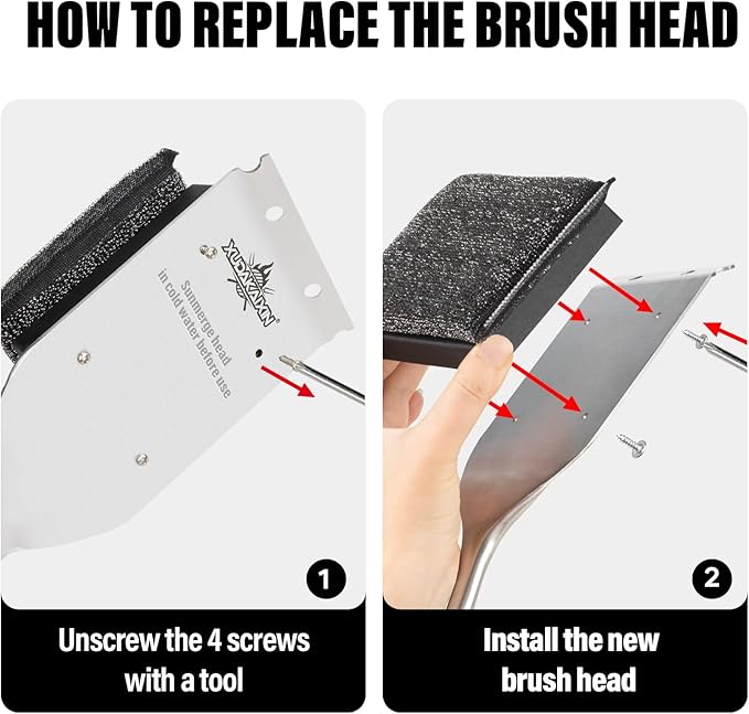 Grill Brush Bristle Free,Unique Steel Fibers Pad [Safe & Efficient] Perfect for Any Grill/Flat Tops Griddles,Style 2