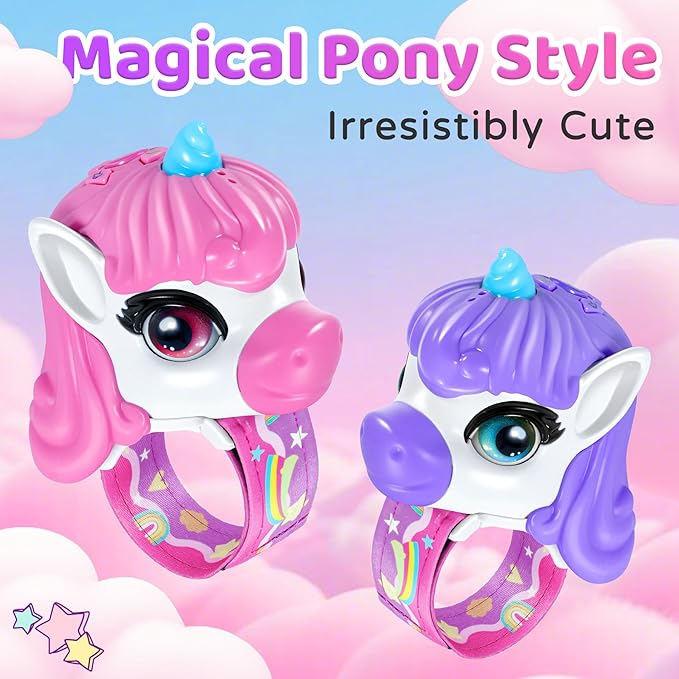 Vvinca Walkie Talkies for Kids 2 Pack - Toys for Age 3-4 5-7 8-12 Boys Girls Birthday 3 4 5 6 7 8 9 10 11 12 Year Old Long Range Camping Outdoor Toddler Toys Magical Pony Walkie-Talkie