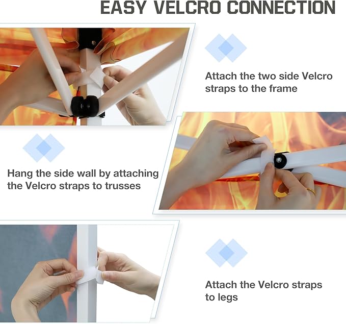 EAGLE PEAK Pop Up Canopy Tent with 1 Sidewall, Easy Setup Event Tent, Outdoor Sun Shade, Wheeled Carry Bag, Stakes and Guy Ropes, Instant Canopy 10x10, Flame