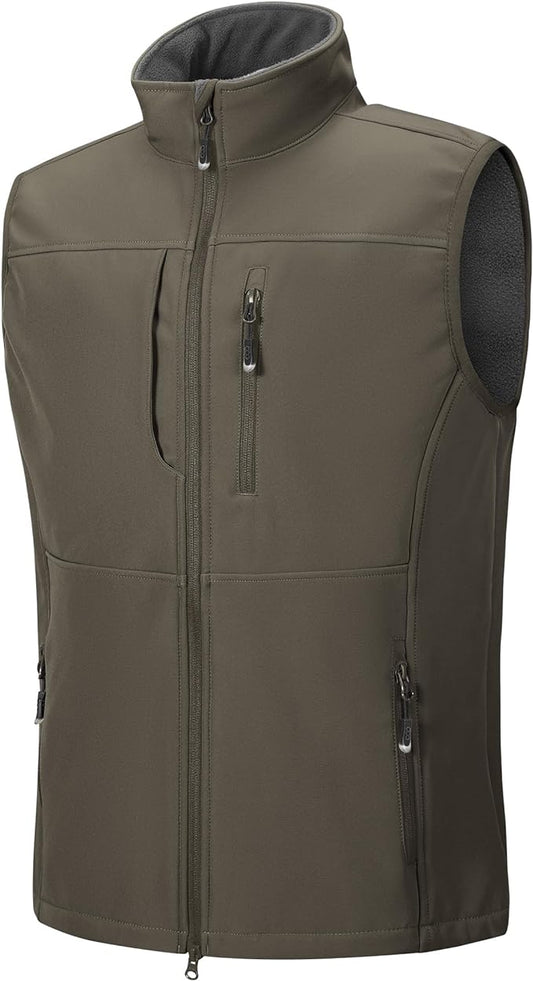 33,000ft Men's Lightweight Softshell Vest Outerwear Zip Up Fleece Lined Windproof Sleeveless Jacket for Golf Running Hiking