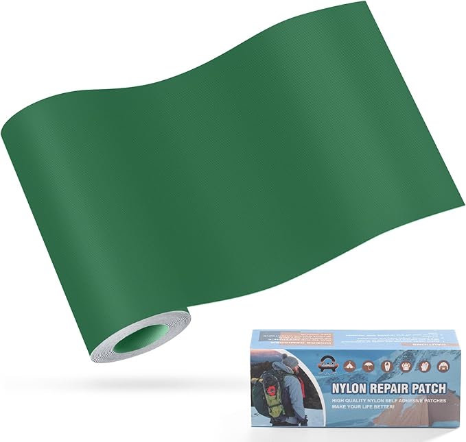 OAZ 3.9 x 63 inch Nylon Repair Patches Nylon Fabric Patch Self-Adhesive Nylon Repair Tape Waterproof Lightweight Repair Patches Repair Patch Kit for Clothing Down Jacket Tent Bag(Forest Green)