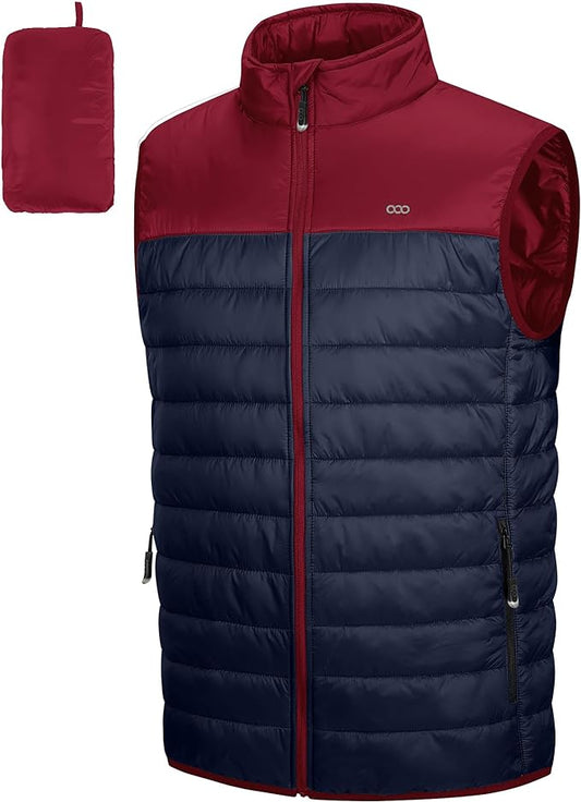 33,000ft Men's Lightweight Packable Insulated Puffer Vest Outerwear, Warm Winter Sleeveless Jacket for Golf Running