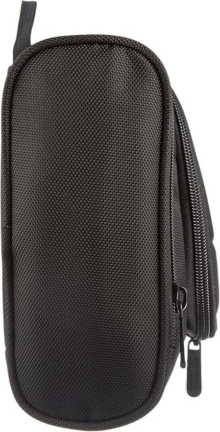 Amazon Basics Travel Toiletry Bag for Men and Women, Hanging Toiletry Bag, Dopp Kit with 2 Side Pockets, Multiple Interior Pockets, Durable 1680D Polyester, Handles Bathroom Spills/Splashes, Black