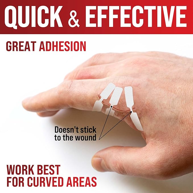 Emergency Wound Closure Strips - 11pk - 2 Types Easy to Use Butterfly Bandages - Stitchless & Painless Laceration Closure Kit