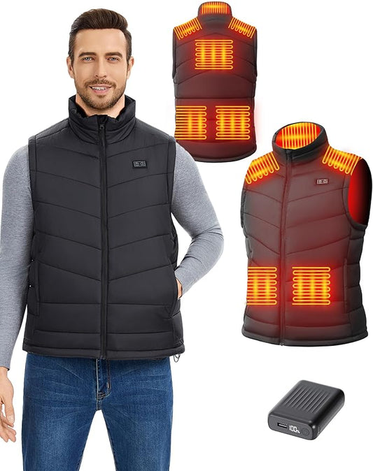 Heated Vest for Men with 18400mAh 7.4V Battery Pack，Electric Warming Vest with Pockets