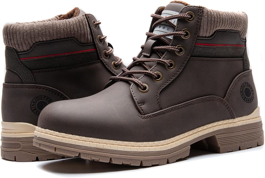 ANJOUFEMME Work Hiking Boots for Women Waterproof - Womens Outdoor Ankle Boots Lightweight Snow Winter Boots for Trekking Walking