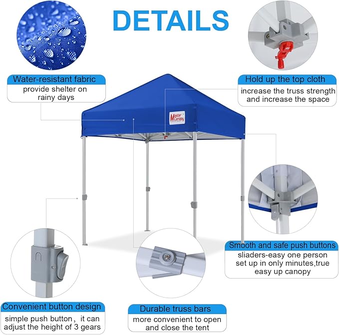 MASTERCANOPY Pop Up Canopy Tent Commercial Grade Instant Shelter (5x5, Blue)