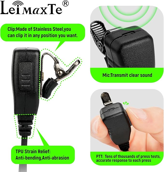 XPR 3550e G Shape Earpiece Compatible with Motorola XPR 3300e (3300 3500) Headset High Strength Connector