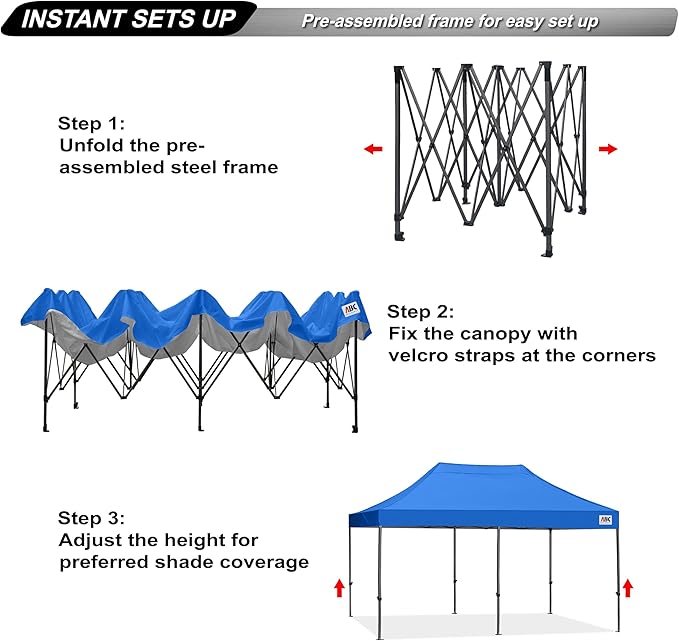 ABCCANOPY Patio Pop Up Canopy Tent 10x20 Commercial-Series(Blue)