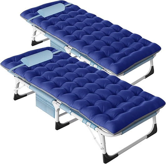 DoCred Folding Camping Cot with Mattress, 2 Pack Heavy Duty Folding Cot for Adults, Portable Sleeping Cot Bed Adults Outdoor Bed with Carry Bag, Travel Camp Cots