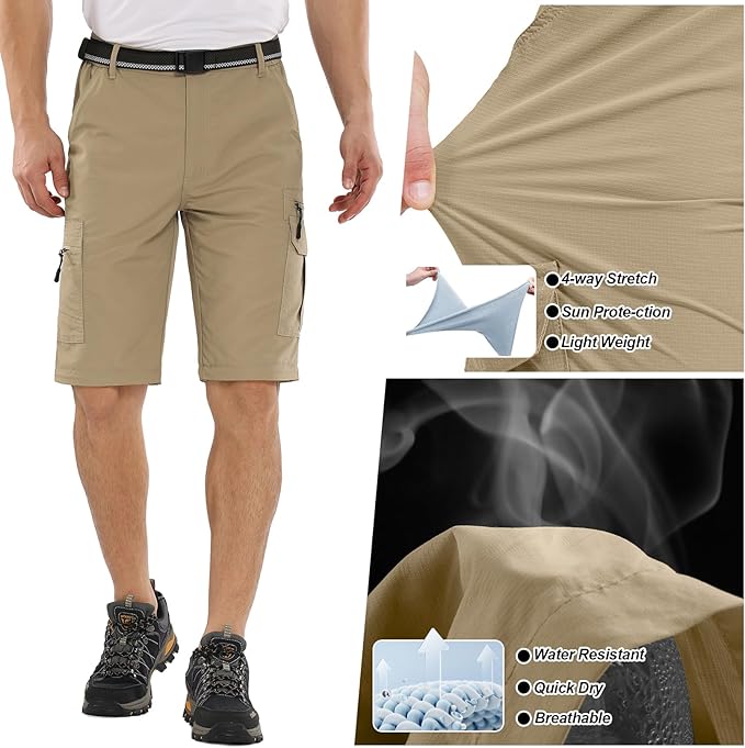 Fishing Hiking Pants for Men, Waterproof Convertible Quick Dry Pants for Wading, Lightweight Breathable