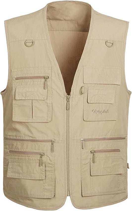 Lentta Men's Fishing Vest Summer Outdoor Lightweight Work Photo Vest 16 Pockets