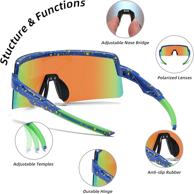 OMEKOL Two Sizes For Adults and Youth Polarized Sunglasses Men Women Outdoor Sport Baseball Glasses UV400 Cycling Eyewear
