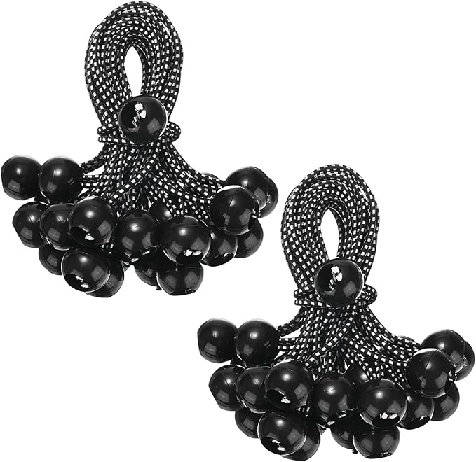 50-Pack Ball Bungee Cords, 6 Inch High Elastic Canopy Tarp Tie Down Bungee Balls for Camping/Tent/Cargo Holding Wire Hoses/Patio Umbrellas/Shelter [Black White]