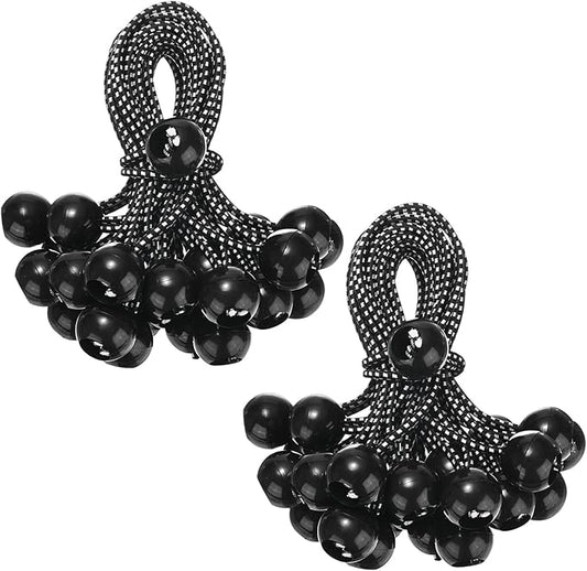 50-Pack Ball Bungee Cords, 6 Inch High Elastic Canopy Tarp Tie Down Bungee Balls for Camping/Tent/Cargo Holding Wire Hoses/Patio Umbrellas/Shelter [Black White]