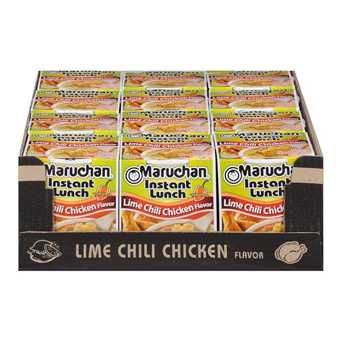 Maruchan Instant Lunch Lime Chili Chicken, Ramen Noodle Soup, Microwaveable Meal, 2.25 Oz, 12 Count