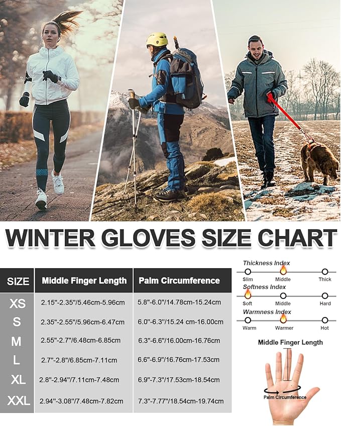 RIGWARL Gloves for Cool&Cold Weather Waterproof, Winter Gloves for Men Women Touch Screen