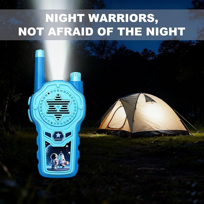Kids Walkie Talkies 2 Pack, Built-in Flashlight 2200M Boy's Walkie Talkies for Camping Hiking Indoor Outdoor Adventures Birthday Gift (Blue)