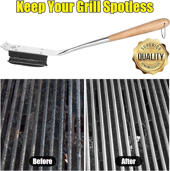 Grill Brush Bristle Free,Unique Steel Fibers Pad [Safe & Efficient] Perfect for Any Grill/Flat Tops Griddles,Style 2