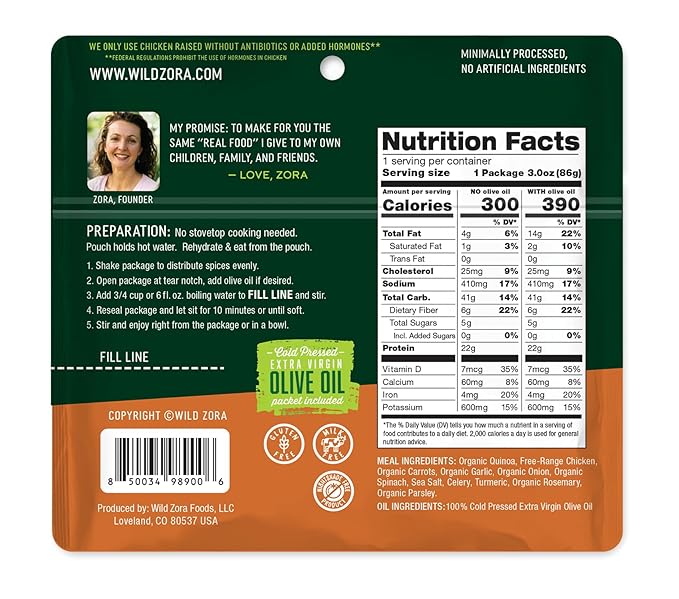 Wild Zora Organic Quinoa Bowls - Quick Prepared Meals, Instant Tasty Bowls, Pantry Staples Gluten-Free Meal with Lentils Plus 10g Olive Oil Packet - Variety (5-Pack)