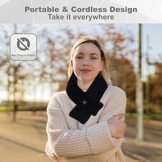 Neck Heating Pad with 5000 mAh Power Bank, Portable Heated Neck Scarf for Women, Cordless Heating Pad with Adjustable 3 Heat Settings, Soft Neck Warmer for Pain Relief