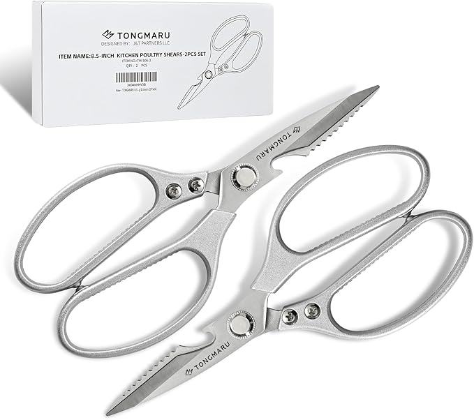 Poultry Scissors,Ultra Heavy Duty Kitchen Poultry Shears, Razor Sharp All Purpose Kitchen Scissor, 4,0mm Super Thick, Serrated Blades, Non Slip Stainless Steel Razor Sharp Cooking Scissors (2 Pack)
