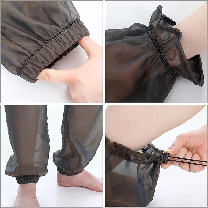 8 Pcs Large Mesh Mosquito Net Suit Bug Mesh Pants and Jackets with Hood Socks Mittens Full Body Insect Net Suit Mosquito Clothing for Adult Women Men Outdoor Gardening Fishing, L/XL