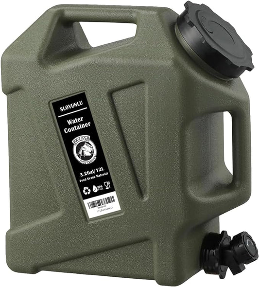 3.2 Gallon Water Jug with Spigot, BPA Free Leak-Proof Camping Water Container, Portable Emergency Water Storage for Outdoor Hiking, Camping, Home Use, Camping Essentials