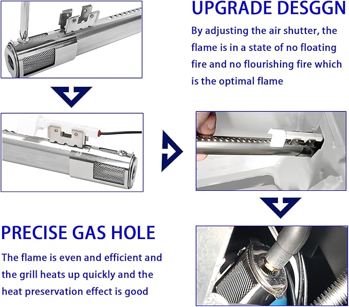 Grill Replacement Parts for Weber Genesis II 300 Series Gas Grills, 17 Inch Flavorizer Bars Heat Deflectors 3 Burner Tubes Kit for Weber 7489 67490 67491 LP and NG BBQ Grill Models