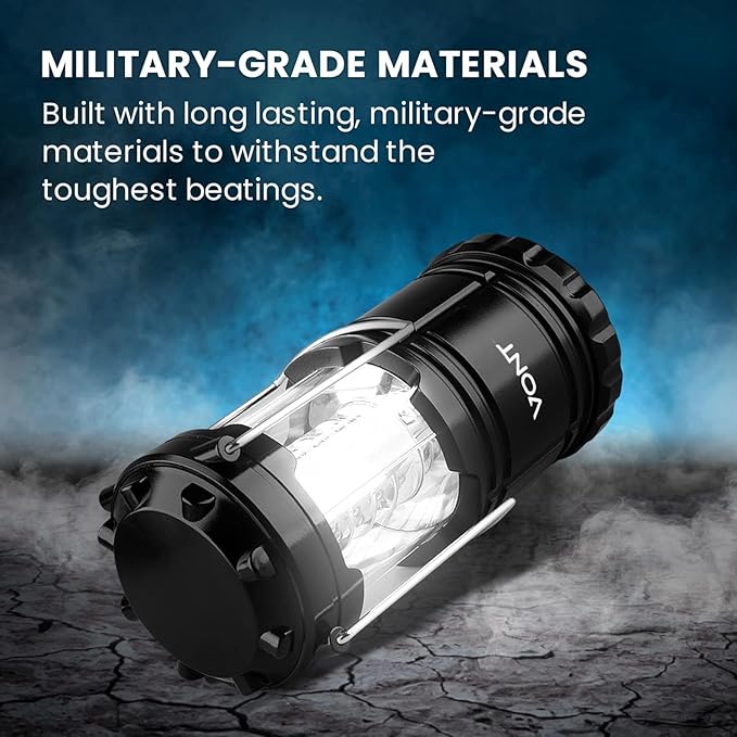 8 Pack LED Camping Lantern, LED Lanterns, Suitable Survival Kits for Hurricane, Emergency Light for Storm, Outages, Outdoor Portable Lanterns, Black, Collapsible, (Batteries Included)