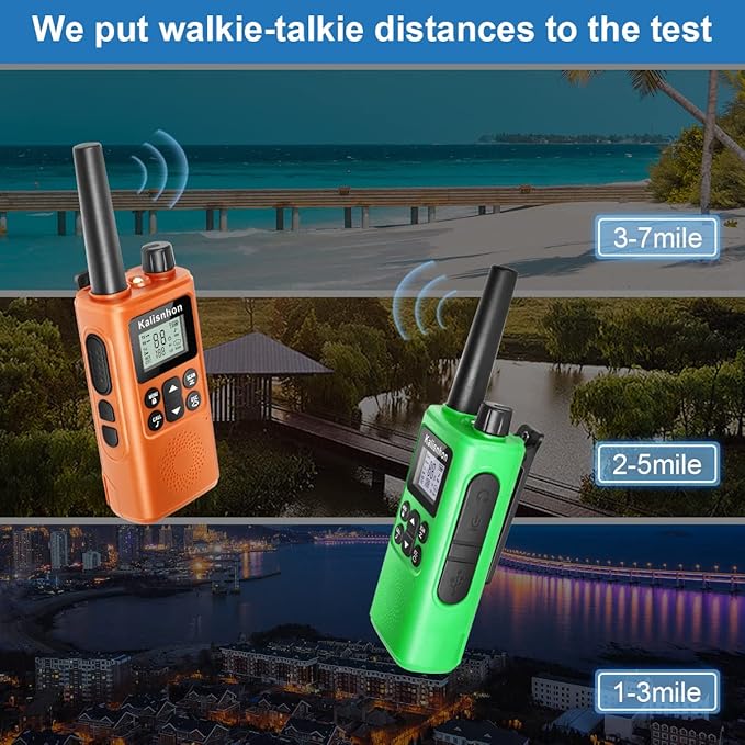 Walkie Talkies Long Range with Call Alert NOAA Dual Watch Flashlight LCD Display VOX 22 Channels, Walkie Talkies for Adults with Charging Dock and Earpieces Li-ion Battery（2 Pack）