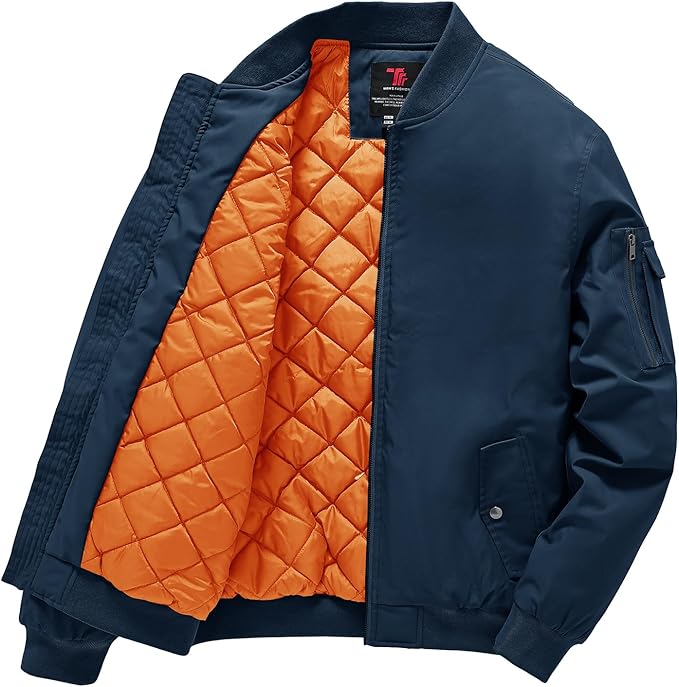 Gopune Men's Windproof Bomber Jacket Warm Water Resistant Windbreaker Winter Outwear Quilted Jackets Coats