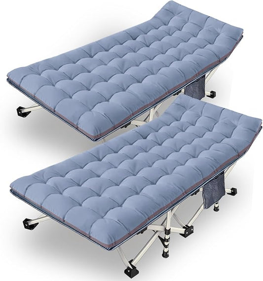 2-Pack Oversize XXL Camping Cot with Comfortable Mattress Cots for Sleeping Extra Wide Folding Cot for Adults Heavy Duty Camping Bed 79" L x 32" W x 18" H with Carry Bag for Home Office Outdoor