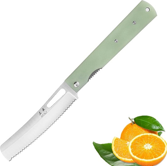 Miki 440A stainless steel pocket folding Japanese Bread knife G10 handle Camping trip Outdoor Portable Serrated knife