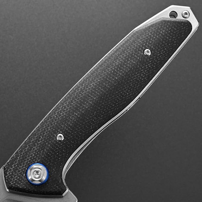 Eafengrow EF972 Folding Knife, D2 Steel Blade Micarta Handle Pocket Knife Folder for Outdoor Camping Hiking Working EDC Tool Knife(Black)