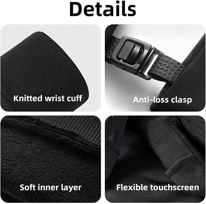 Touch Screen Winter Gloves Waterproof Windproof Thermal for Running Cycling Driving Hiking for Men Women