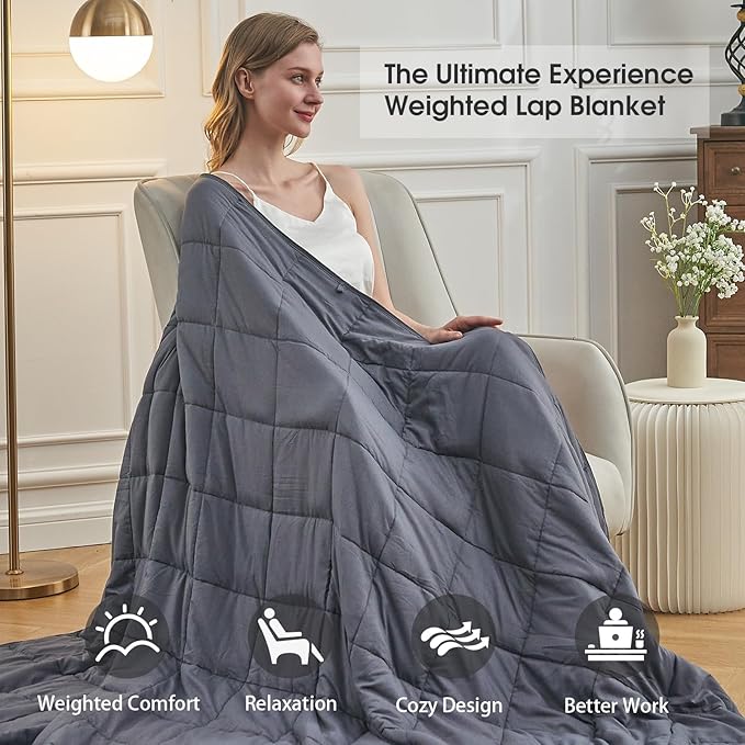 Weighted Blanket for Adults (15lbs, 60"x80" Queen Size) - Cooling and Breathable Heavy Blanket for 120-160lbs with Premium Glass Beads - Soft Thick Blanket for All-Season Sleeping Comfort-Pink Grey