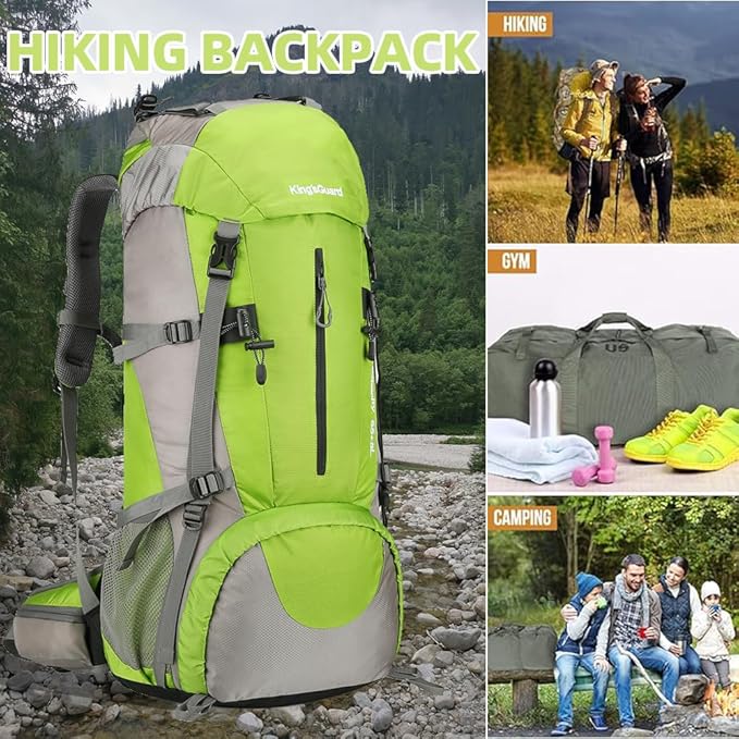 70L Hiking Backpack with Rain Cover Lightweight Travel Backpack Waterproof Camping Backpack