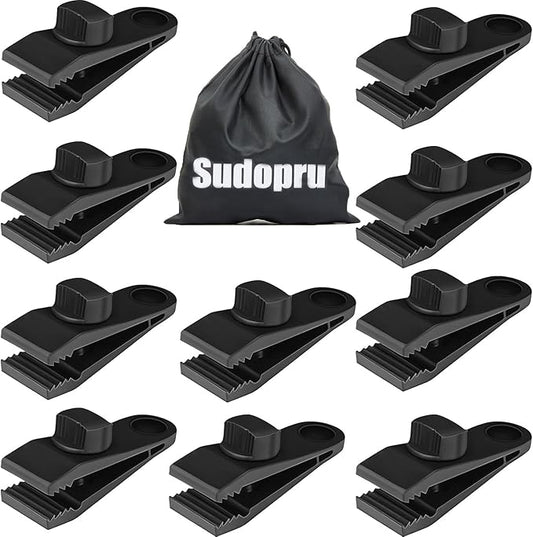 Tarp Clips Heavy Duty Lock Grip, 10 Pcs Tarp Clamps, Pool Cover Clips, Shark Tent Fasteners Holder for Camping, Awnings, Car Cover,Pool Cover,Boat Cover (10Clips+1Bag)