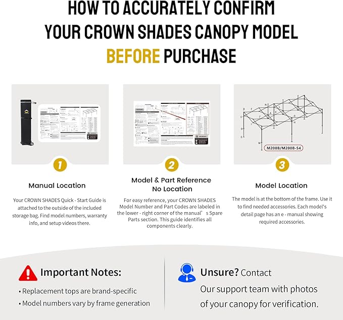 CROWN SHADES 10x20 Canopy Replacement Top - Only Compatible with Crown Shades M200B Series, Canopy Top Cover with Air Vent, White (Top Only)