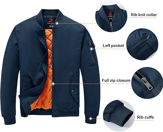 Gopune Men's Windproof Bomber Jacket Warm Water Resistant Windbreaker Winter Outwear Quilted Jackets Coats