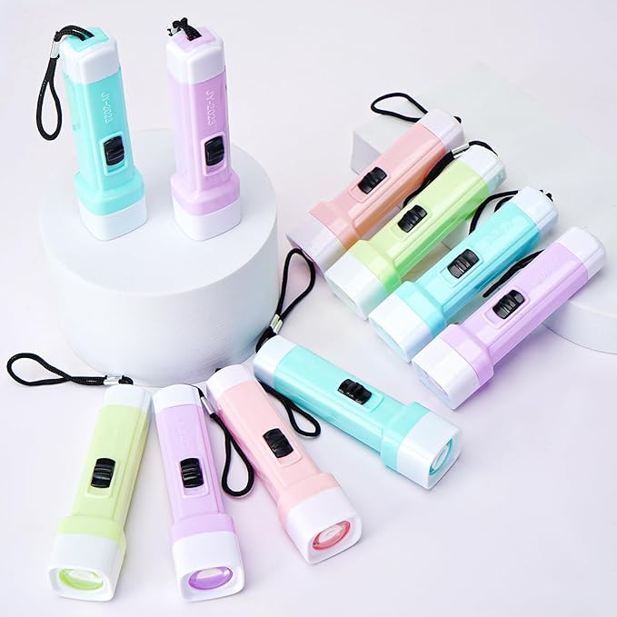 PROLOSO 30 Pcs Flashlight Small Mini Flashlight Set with Lanyard Plastic Torch for Kids Camping Hiking Night Party Favors