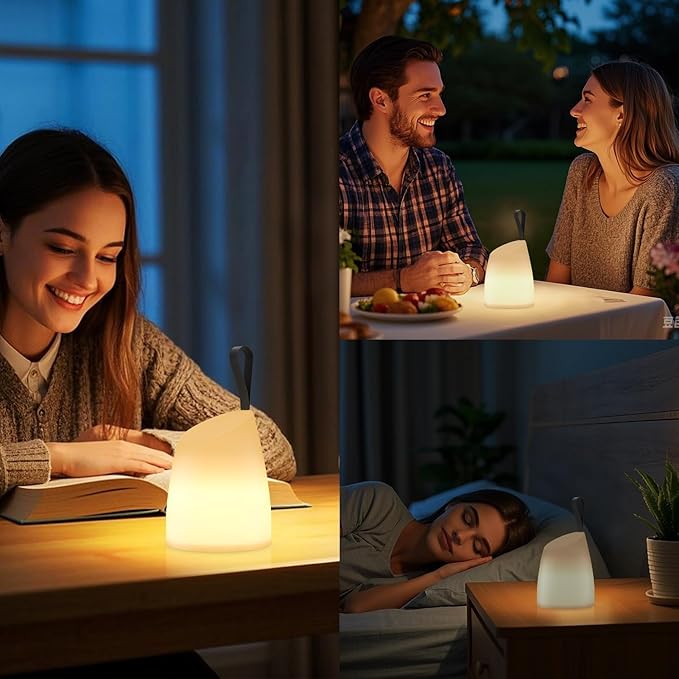 uuffoo Portable Led Lamp Water-Resistant, Led Camping Lantern with Handle,Battery Operated Lamp with Multi-Color & Warm White Modes,Water-Resistant Hanging Lamp Indoor/Outdoor Lamps for Garden,Camping