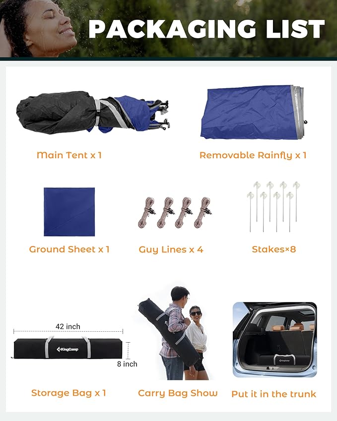 KingCamp Instant Shower Tent, Portable Superior Stable Privacy Shelter, Large Room Outdoor Toilet Tent with Floor for Beach, Camping & Hiking, Setup in Under 60s