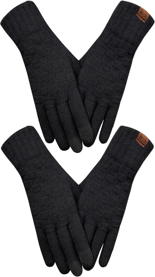 REACH STAR Winter Gloves for Women-Upgraded Touch Screen Elastic Thermal Knit Lining Warm Gloves for Cold Weather